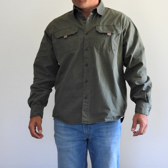 Wrangler Long Sleeve Button Down Shirt (army green) - Picture 2 of 4